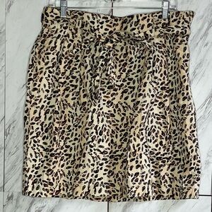 LIKE NEW Bay Studio Leopard Tie Bow Belt Pleat Pocket Mini Skirt SZ 16